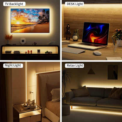 PAUTIX COB LED Strip Lights 5V USB Powered Dotless Super Bright Dimmable LED Lights 3000K Warm White 6.56ft TV Backlights,Flexible 3M Adhesive Under Cabinet Light for Bedroom,Kitchen,Shelf Lighting