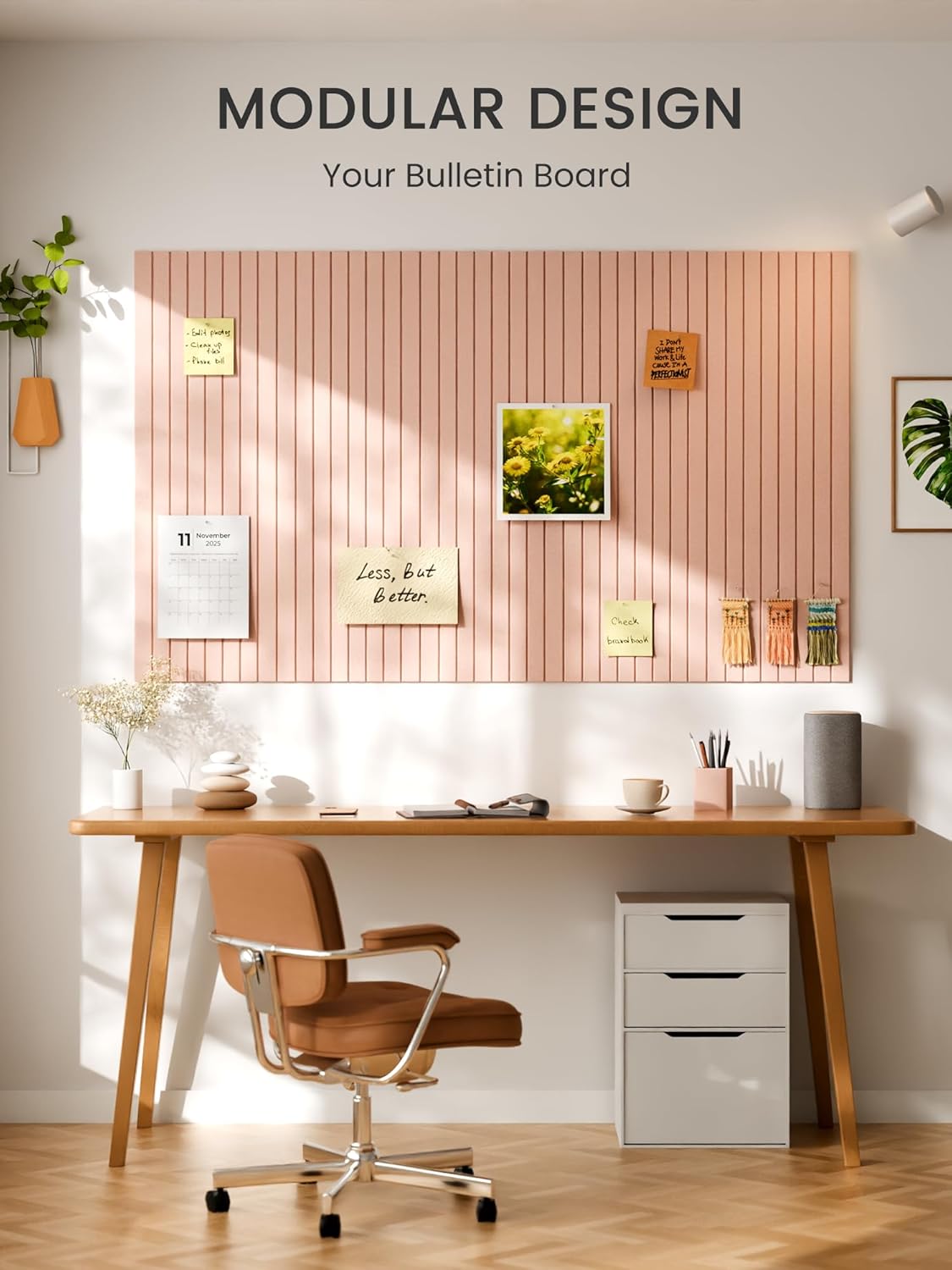 Bumusty Large Cork Board Alternative-48 x 36" Felt Bulletin Board Tiles, with 30 Pushpins, 70 Adhesive Tabs, Fine-Stripe 12-Pack, Cork Boards for Office Push Pin Board Felt Board-Oatmeal