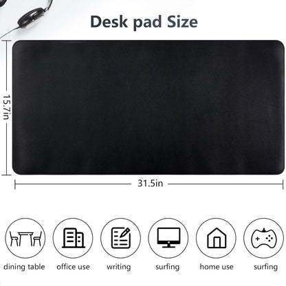 Dual-Sided Desk Pad, Large Mouse Pad - Natural Cork & PU Leather Non-Slip Waterproof Desk Mats for Office and Home (Blue, 31.5" x 15.7")