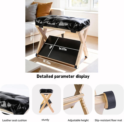 Adjustable Foot Rest for Under Desk at Work – 4 Height Levels Wooden Ergonomic Footstool Base Foot & Leg Rest for Office,Gaming,Home (Regular)