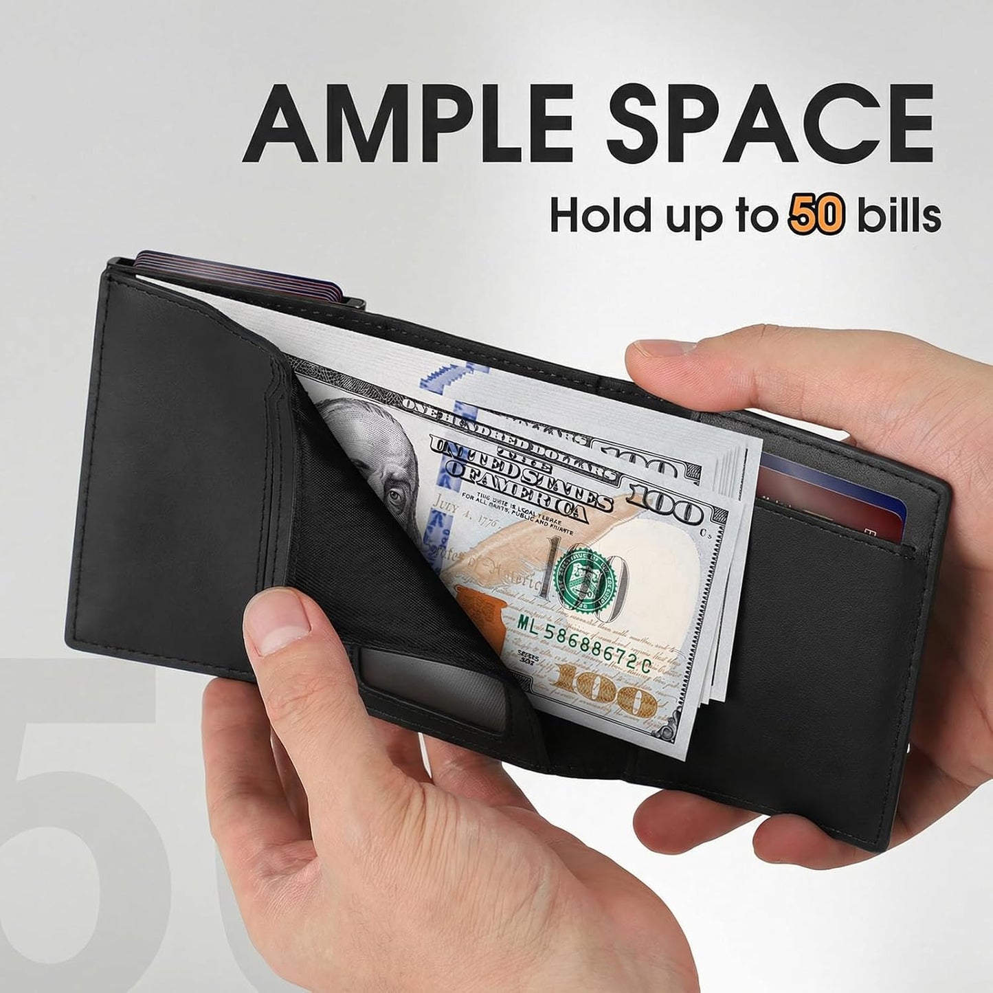 GAOCHALE Mens Wallet for Samsung Smarttag2 Pop up Card Holder Compatible with Samsung Tag RFID Blocking Wallet for Men 10-14 Card Capacity | ID Window | Cash Slot(Carbon)