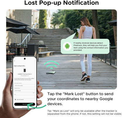 UGREEN FineTrack Slim G (Android Only) Wallet Tracker Card, 5-Year Battery Bluetooth Tracker Card Work with Find Hub App, IP68 Waterproof Smart Google Tracker Card for Wallet Luggage[Google Certified]
