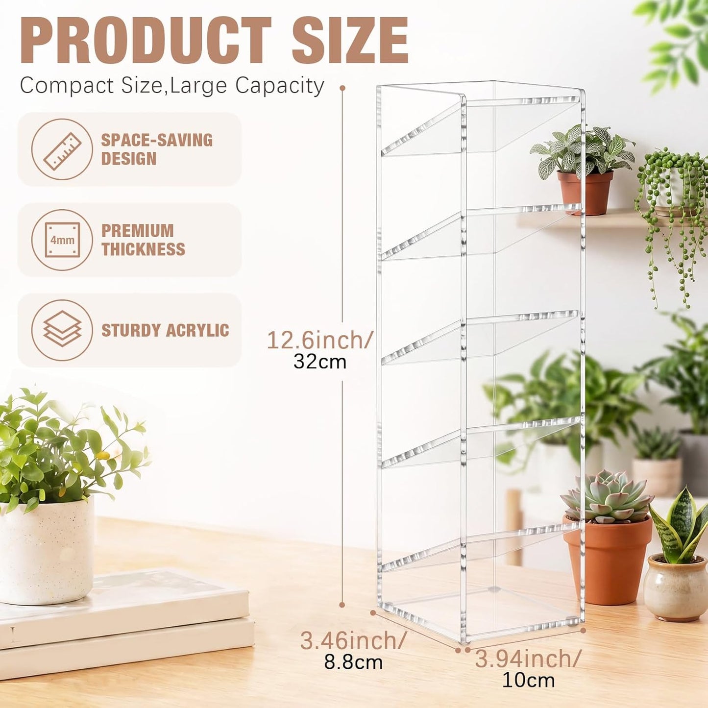 MotiMind Acrylic Pen Organizer Storage for 250 Markers Vertical Marker Organizer Acrylic Pen Display Holder for Office Desk Desktop Stationery Pencil Storage, Clear, 13 x 4 x 12.4 Inch