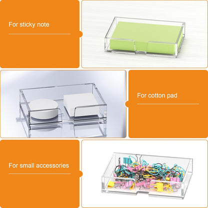 BEEGO Sticky Note Organizer - 4x6 in Crystal Clear Acrylic Notepad Holder & Dispenser for Dorm Room Office Desk Organization