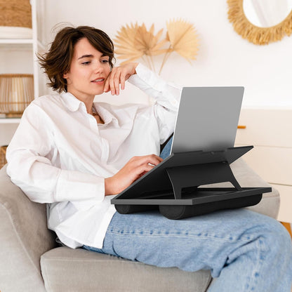 HUANUO Laptop Desk, Portable Laptop Stand Fits Up to 15.6 Inch Laptops, Adjustable with 8 Angles Lap Desks for Adults - Dual Cushion Desk for Sofa, Bed, Car or Work Table