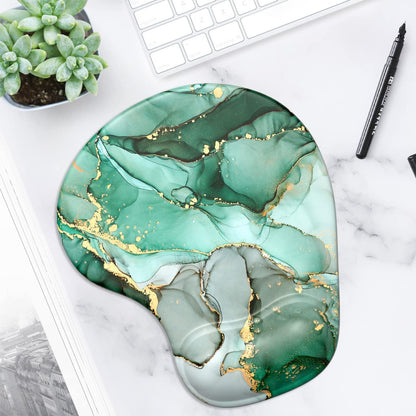 ITNRSIIET Ergonomic Mouse Pad with Gel Wrist Support Wrist Rest Smooth Surface Non-Slip PU Base Comfortable Office Supplies Pain Relief, 9.5 x 8 inches, Beach