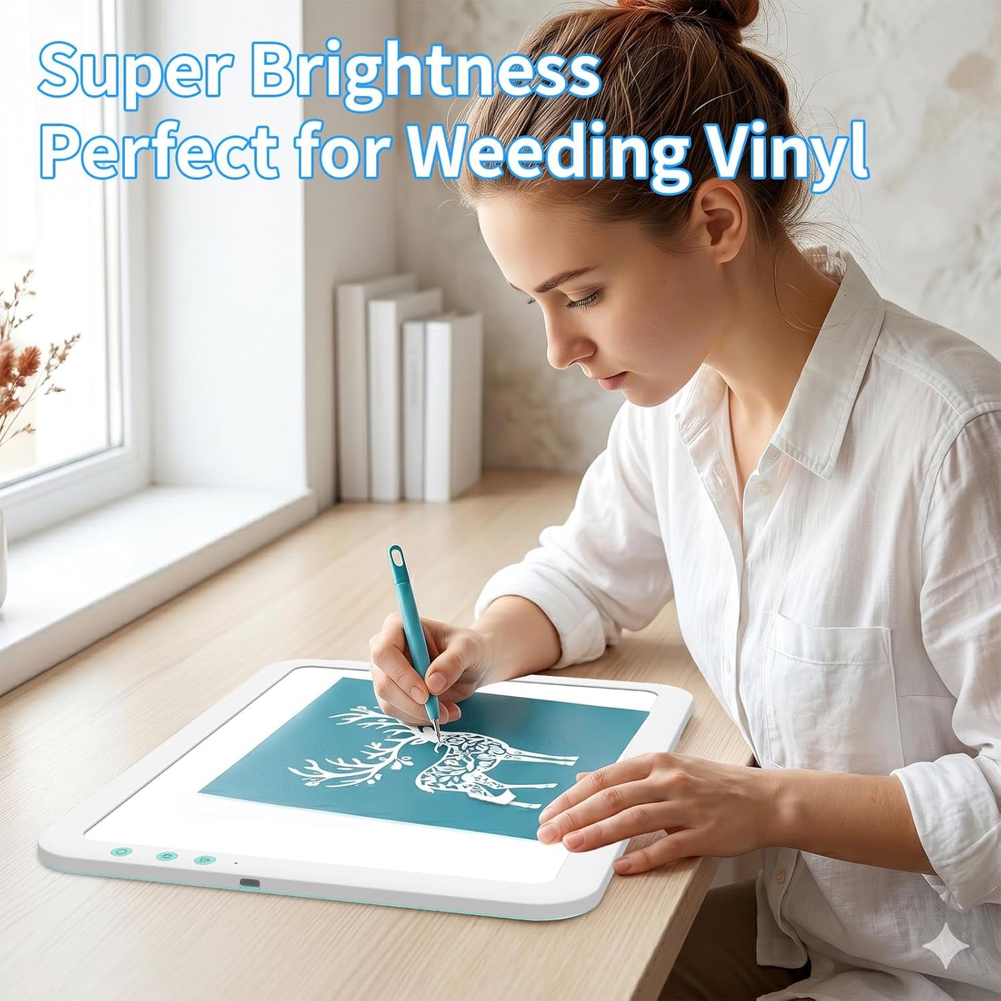 TOHETO A4 Rechargeable Led Super Bright Light Pad Powered by 3500mAh Lithium Battery for Weeding Vinyl Tool, Portable Wireless Light Board/Box for Tracing, Diamond Painting, Sketching & Drawing