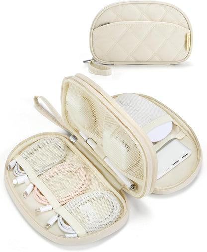 BAGSMART Electronics Organizer Travel Case, Cord Organizer for Women, Travel Cable Bag (Beige)