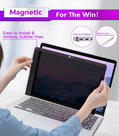 PYS Magnetic Laptop Privacy Screen Filter 15.6 Inch 16:9 - Detachable Computer Screen Privacy Shield, Anti-Glare Blue Light, Removable 15.6" Screen Protector for Lenovo, HP, Dell, Acer, ASUS