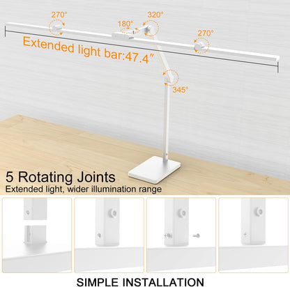 Omorepa 36W 3000LM Ultra Bright Architect Desk Lamp with Base, 47.4Inches Wide Tall Overhead Desk Light for Home Office, Dimmable Table Light with Remote for Desktop Working,Drafting,Reading