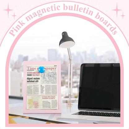 Shimeyao 2 Pcs Pink Magnetic Bulletin Board for Tabletops with 8 Magnets 10x7 Inch Memo Display Easel Stand for Home Office School Kitchen Table Supplies (Arched)