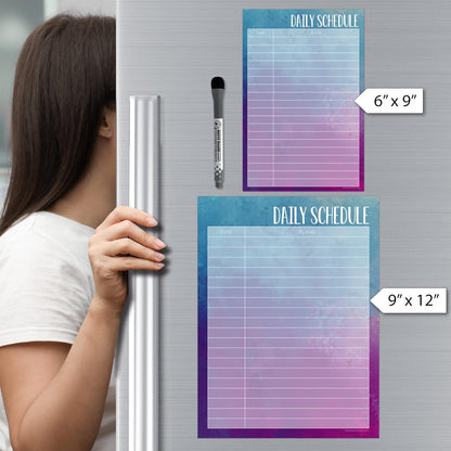 Dry Erase Daily Schedule Planner Sticker Decal by Glassboard Studio | Removable & Reusable | Magnetic Fine-Tip Marker Included (9 x 12 inches, White)