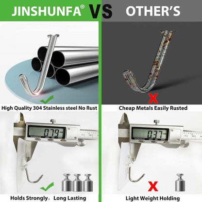 JINSHUNFA Adhesive Wall Hooks 13LB Heavy Duty No Drill Large Transparent Waterproof Hooks for Bathroom Kitchen Towel Coat 8 Pack