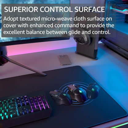 KTRIO Large Gaming Mouse Pad Desk Mat, Superior Micro-Weave Cloth for Precise Mouse Control, Non-Slip Rubber Base, Stitched Edges, Water-Resistant, for Gamer, Office & Home, 31.5" x 11.8" inches