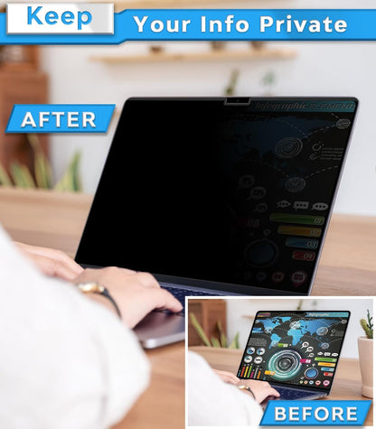 PYS Magnetic Laptop Privacy Screen Filter 15.6 Inch 16:9 - Detachable Computer Screen Privacy Shield, Anti-Glare Blue Light, Removable 15.6" Screen Protector for Lenovo, HP, Dell, Acer, ASUS