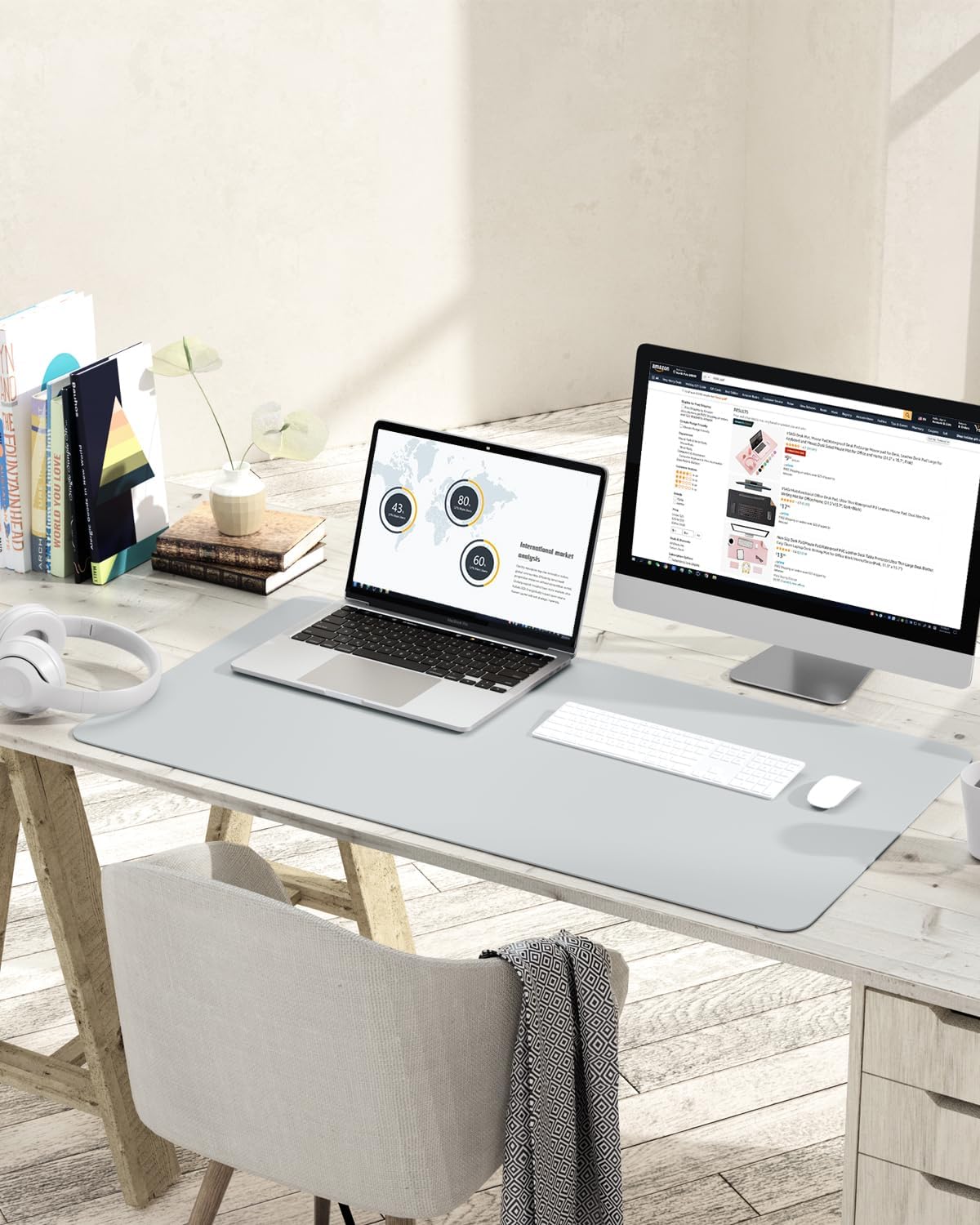 YSAGi Non-Slip Leather Desk Pad, Waterproof Laptop Computer Desk Keyboard Mat, Table Protector Blotter Mat, Large Mouse Pad for Office/Work/Home/Decor(Black, 31.5" x 15.7")