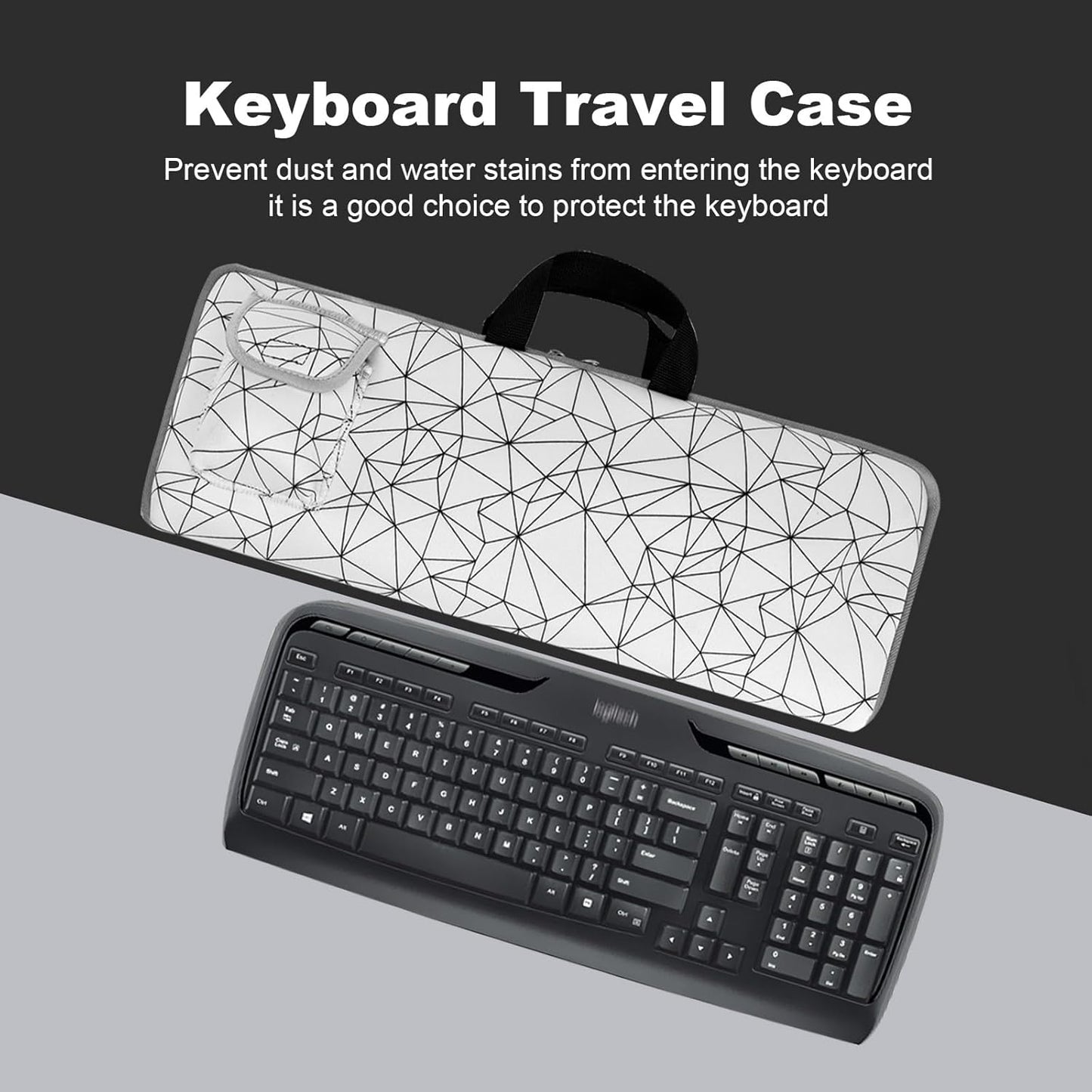 Travel Case for Logitech MK335 Wireless Computer Keyboards Mouse Combo, Neoprene Mouse Pouch and Cable Storage Bag, Keyboard Sleeve for Aula S99 Gaming Keyboard (Black)