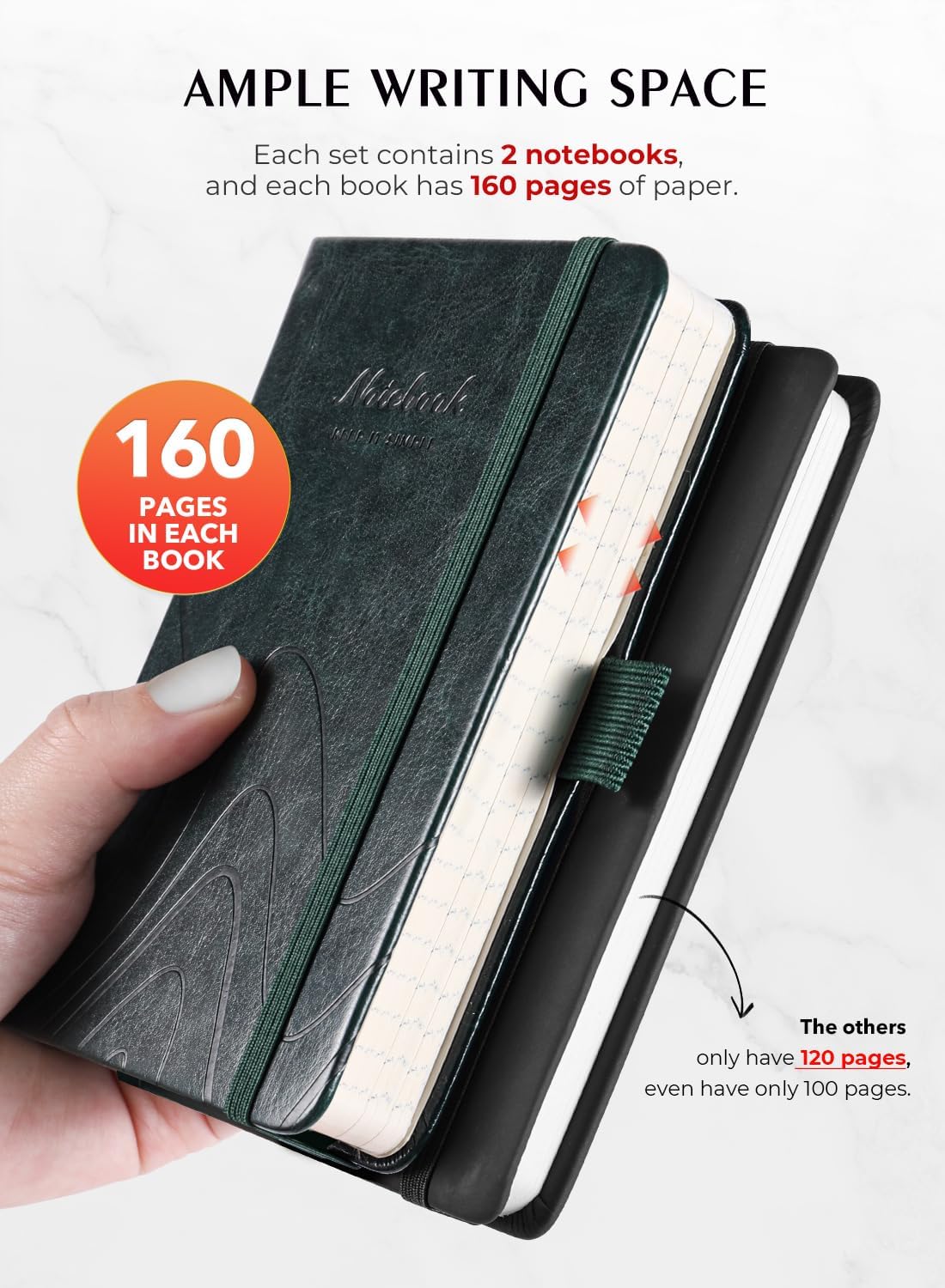AISBUGUR Pocket Notebook, Small Notebook, 2-Pack Total 320 Pages,3.7" x 5.7" Pocket Notebook (2 Pack, Black1)