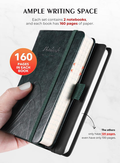 AISBUGUR Pocket Notebook, Small Notebook, 2-Pack Total 320 Pages,3.7" x 5.7" Pocket Notebook (2 Pack, Black1)