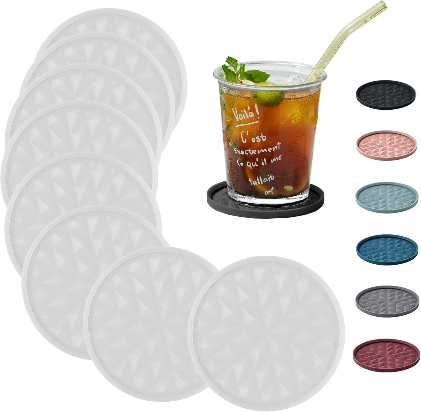 Silicone Coasters for Drinks[4 Pack]- Cup Mat for Tabletop Protection-Non-Slip, Non-Stick, Coffee Table Decor, Great Gift for Any Occasion, Black
