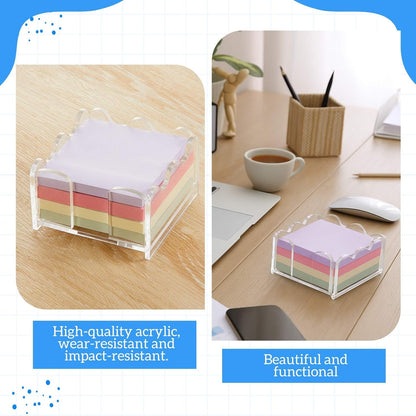 AceOrbit 1pc Scalloped Acrylic Sticky Note Holder, 3x3 Inch Clear Cute Notepad Holder Sticky Note Dispenser with Wave Design, Thick Acrylic Desk Organizer for Office, Home, Dorm, Classroom Desk