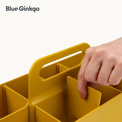 BLUE GINKGO Stackable Organizer Caddy – Korean-Made Portable Tote for Bathroom, Office, Crafts, or School Supplies (Rectangle, White)