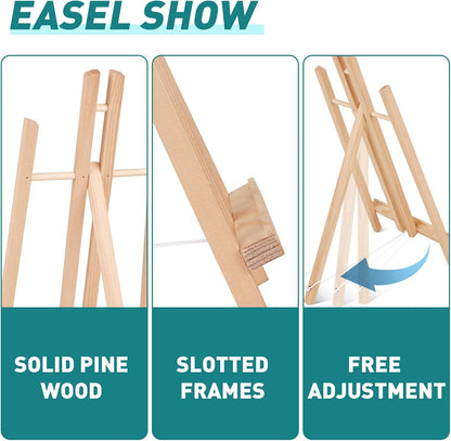 ESRICH 24 Pack 11.8" Wood Easels,Tabletop Easel for Painting,Painting Party, Displaying Canvases, Kids Student Table School Desktop, Portable Canvas Photo Picture Sign Holder