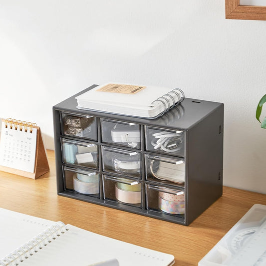 Feadily 2PCS Small Drawer Organizer for Desk, Desktop Drawer Organizer with 9 Clear Drawers, Plastic Desktop Storage Drawers 7.1 Inch x 3 .9 Inch x 4.7 Inch, White