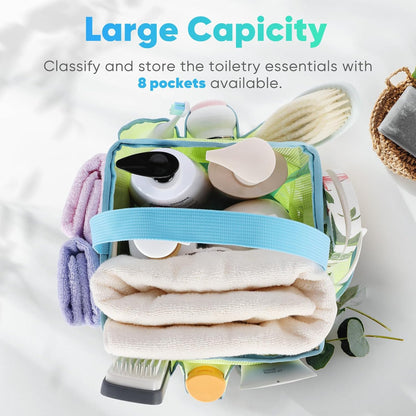 EUDELE Mesh Shower Caddy Portable for College Dorm Room Essentials, Shower Caddy Dorm with 8-Pocket Large Capacity for Beach, Swimming, Gym, Travel essentials