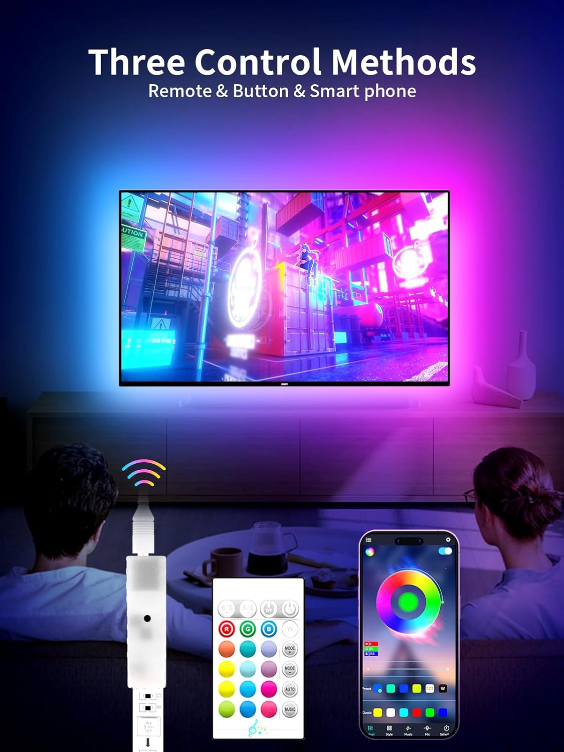 KANTUTOE LED Lights for TV, 16.4ft TV LED Backlight for 45-75 Inch TVs, RGB TV Backlight Behind with Music Sync, Smart APP and Button Control Strip Lights USB Powered for Bedroom/Gaming