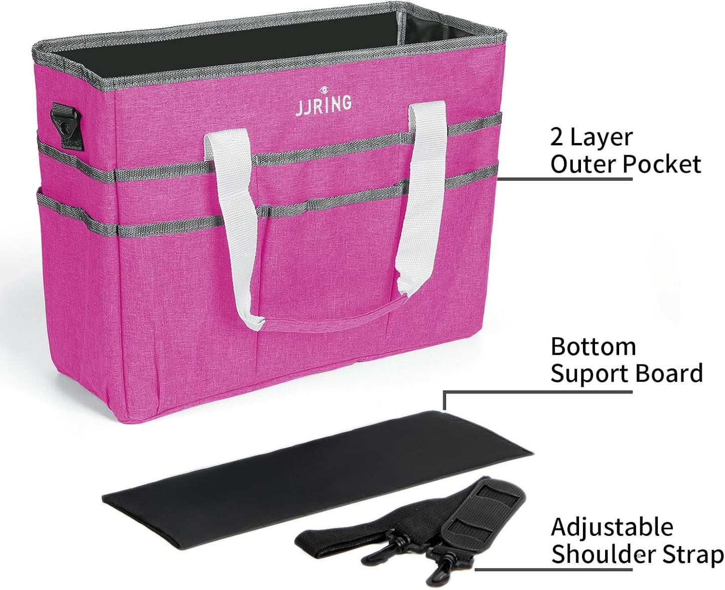 JJRING Craft Organizer Tote Bag for Art Storage, Caddy with Multiple Pockets, Bluish Green Sewing Bag for Scrapbooking, School, Medical, and Office Supplies
