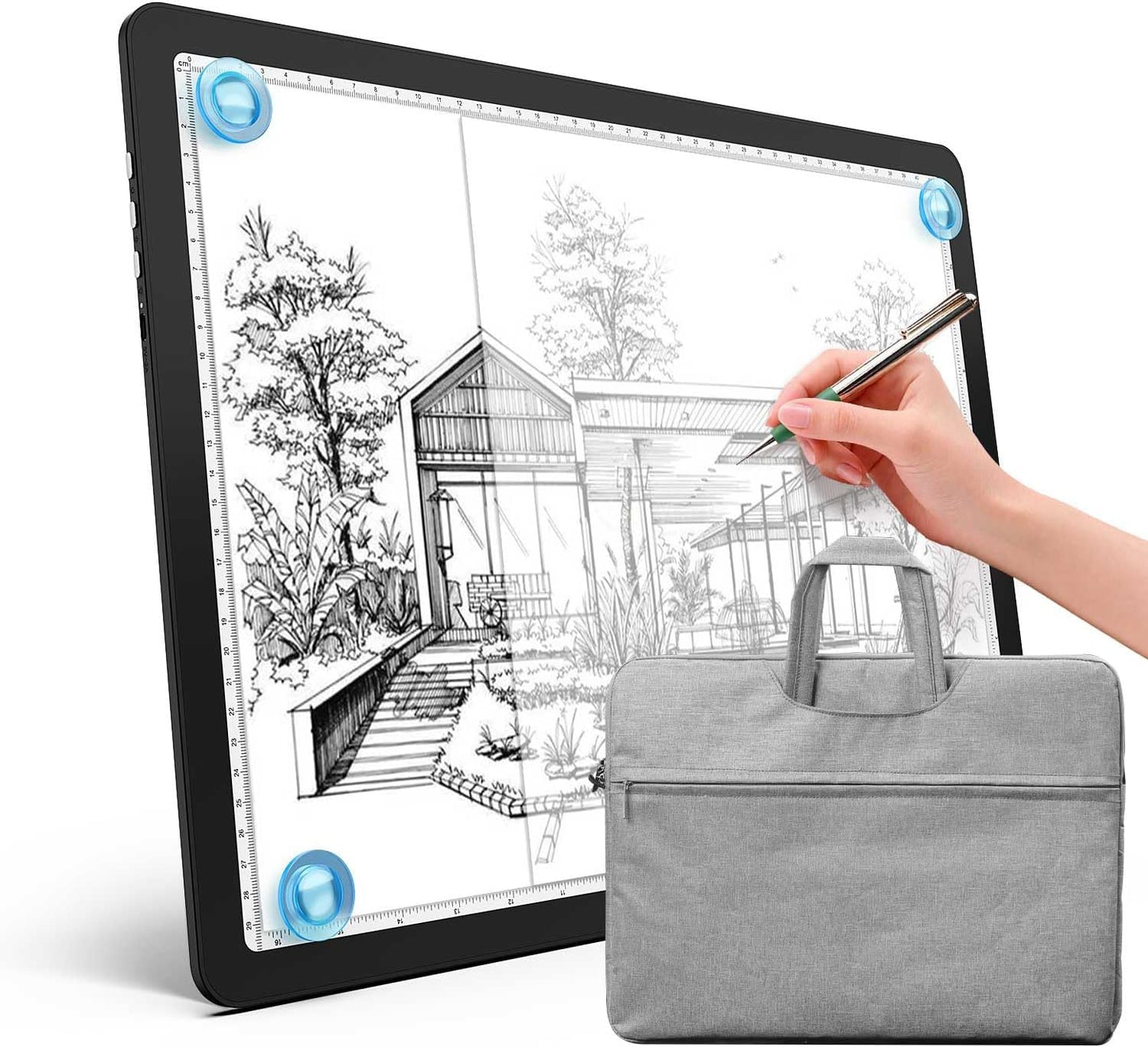 Heanolier A4 LED Copy Board Light Tracing Box,Super Bright Magnetic Light pad with Side physical Buttons,Adjustable Corded Light Table for Tattoo Transferring,Drawing, Light Board for Diamond Painting