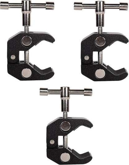 Super Clamp with 1/4 and 3/8 Thread for Photography,Camera Monitor, LED Light,Umbrellas, Plate Glass, Cross Bars, Hooks, Shelves, Photo Accessories-3Pack
