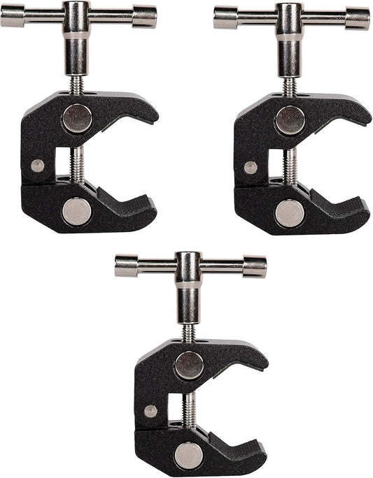 Super Clamp with 1/4 and 3/8 Thread for Photography,Camera Monitor, LED Light,Umbrellas, Plate Glass, Cross Bars, Hooks, Shelves, Photo Accessories-3Pack