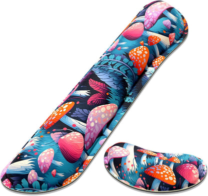 Dapesuom Enlarge Keyboard Wrist Rest, Memory Foam Wrist Cushion for Desk Mat Support, Cute Pain Relief Keyboard Mouse Pad Rests Set with Non-Slip Base for Gaming Laptop Office Computer, Elegant Flower