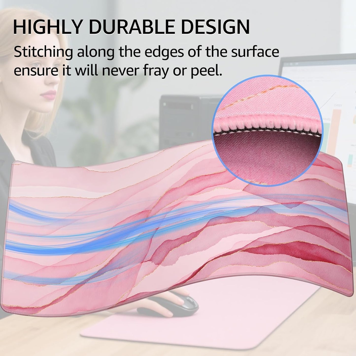 KTRIO Large Gaming Mouse Pad Desk Mat, Superior Micro-Weave Cloth for Precise Mouse Control, Non-Slip Rubber Base, Stitched Edges, Water-Resistant, for Gamer, Office & Home, 31.5" x 11.8" inches