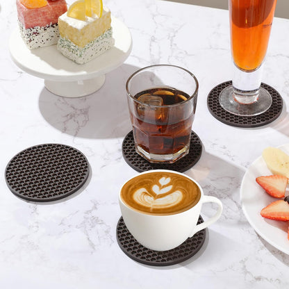 TWTLi Silicone Coasters Set of 8 with Holder,Coasters for Drinks,Beer,Coffee Coasters,Suitable for Kinds Cups,Hot or Cold,Anti-SLI,Non-Stick,Anti-Overflow Tabletop Protection and Decor (8 Pcs, Black)