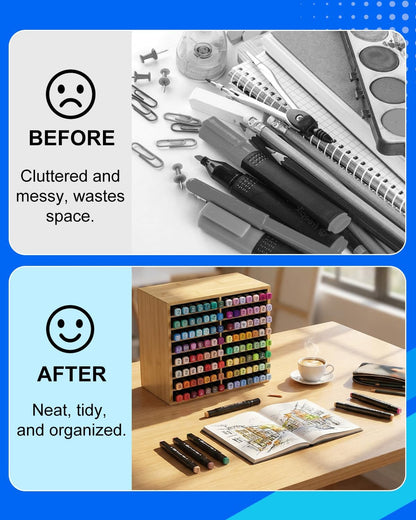 UCEC 300 Slot Marker Organizer Adjustable Markers Holder for Desk, Marker Storage Rack Pen Color Pencil Watercolour Brushes, Pen Case Markers Organizer for Artists for Studio, Classroom, Home Office