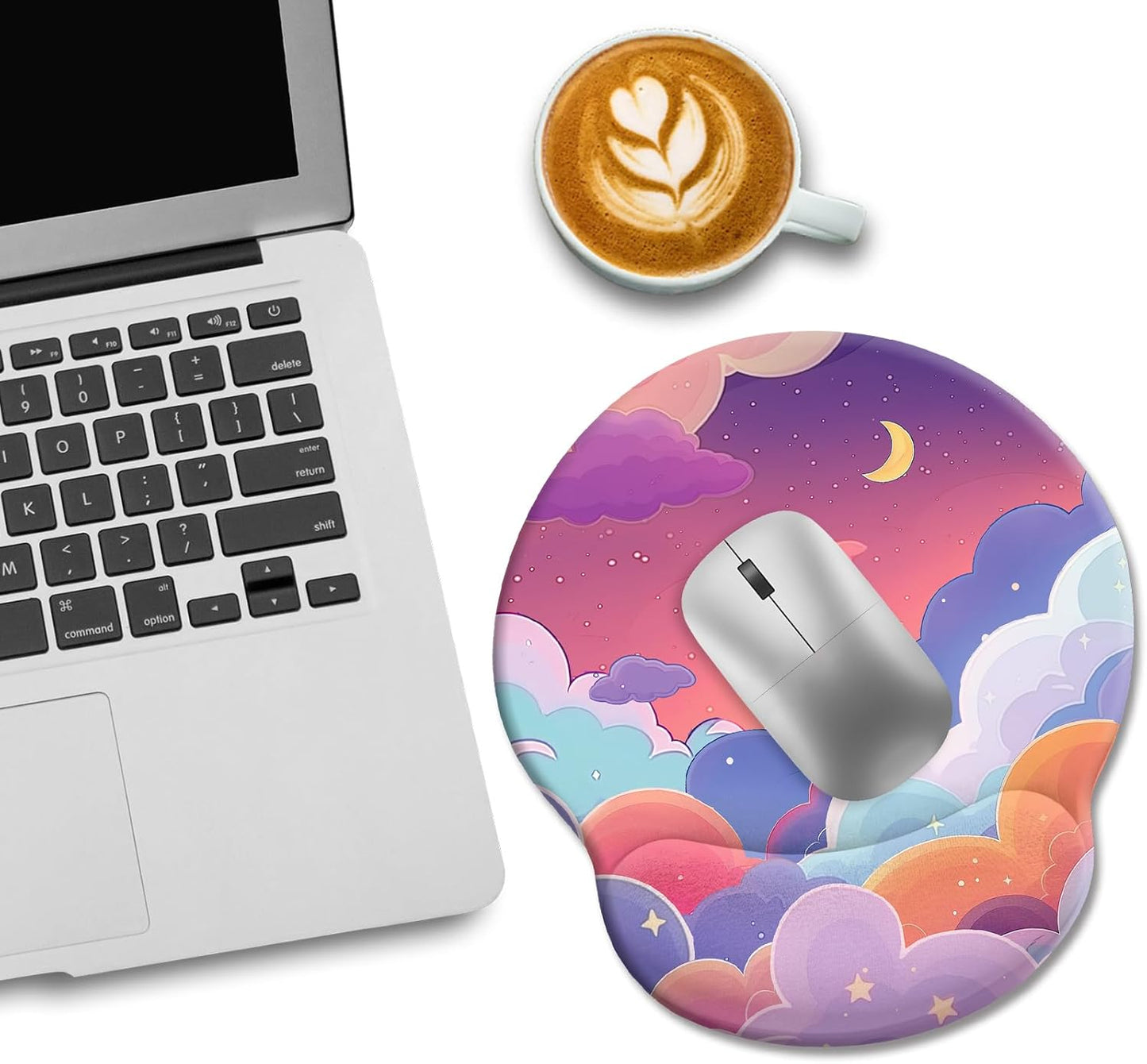 LIMKRIAN Cat Ergonomic Mouse Pad with Wrist Rest, Gaming Mouse Pad with Wrist Support, Funny Mouse Pads for Desk, Computer Mousepad with Non-Slip Pain Relief PU Base, Cute Office Desk Accessories