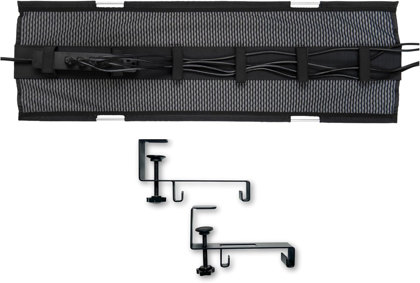 PERFECT POSTURE Mesh Cable Organizer – Under Desk Cable Management with Adjustable Straps, Flexible Mesh, Easy-Access Design, & Standing Desk Compatible – 37.4” (Gray)