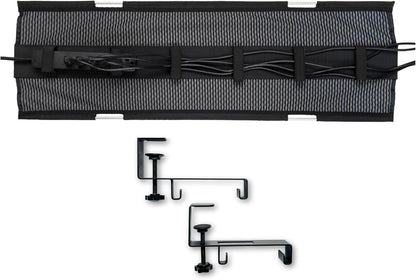 PERFECT POSTURE Mesh Cable Organizer – Under Desk Cable Management with Adjustable Straps, Flexible Mesh, Easy-Access Design, & Standing Desk Compatible – 37.4” (Gray)