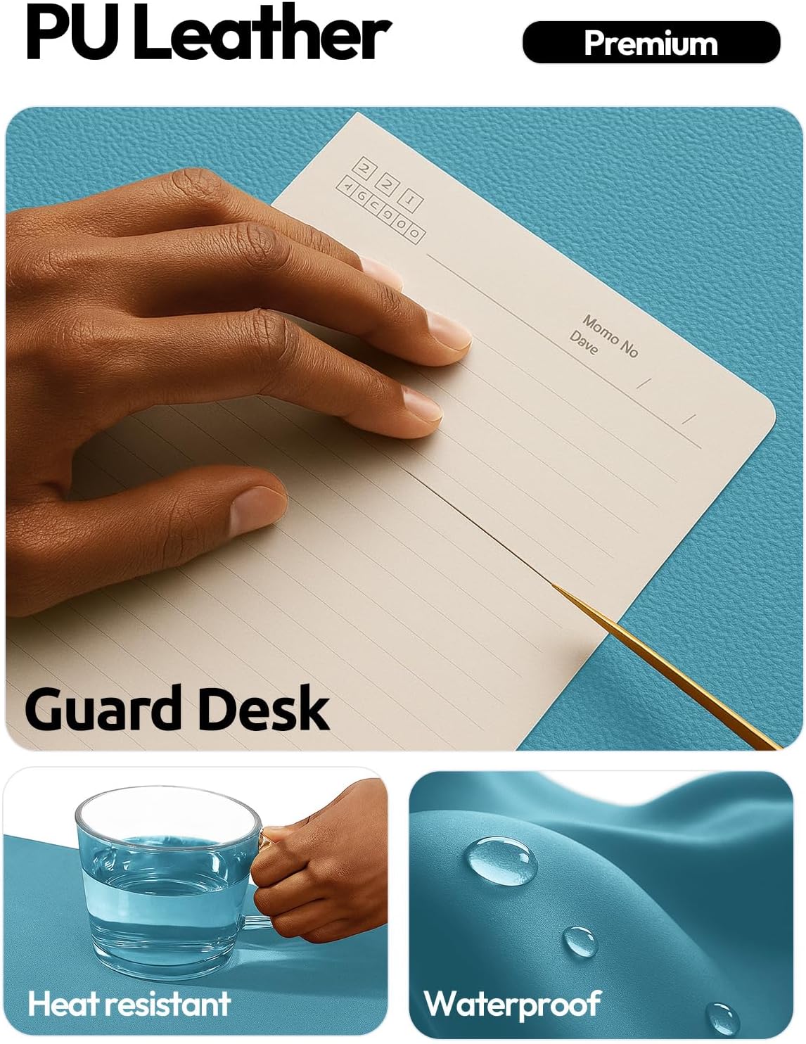 YSAGi Leather Office Desk Pad Protector, Large Mouse Pad, Non-Slip, PU Leather, Laptop Desk Blotter, Waterproof Writing Pad for Office and Home, Black, 23.6" x 13.8" - Colors B