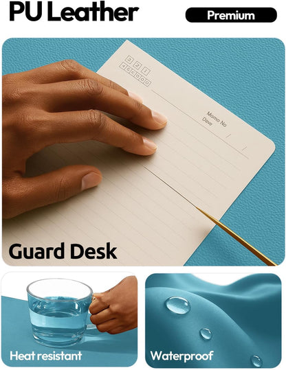 YSAGi Leather Office Desk Pad Protector, Large Mouse Pad, Non-Slip, PU Leather, Laptop Desk Blotter, Waterproof Writing Pad for Office and Home, Black, 23.6" x 13.8" - Colors B