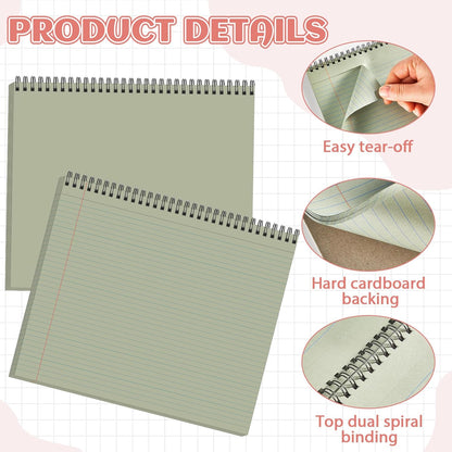 gisgfim 6 Packs 9.5" x 11" Landscape Note Pads College Ruled Notebooks Perforated Notepads 40 Sheets Punched Top Spiral Bound Notebooks 80GSM Lined Notepads for School,Office,Home (Neutral Color)