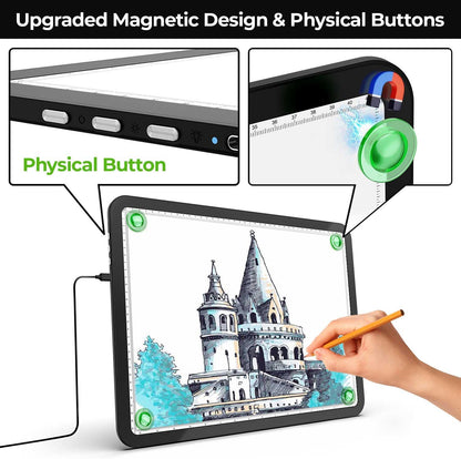 A2 Light Pad (25.2" x 18.4"), Large Magnetic Bright Light Box for tracing,6 Levels Dimming/3 Color,Physical Buttons,Light Board for Diamond Painting,Light Table for Drawing, Sketching