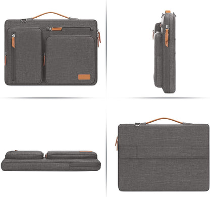 MOSISO 360 Protective Laptop Shoulder Bag,15-15.6 inch Computer Bags Compatible with MacBook Pro 16 inch, HP, Dell, Lenovo, Asus Notebook,Side Open Messenger Bag with 4 Zipper Pockets, Gray