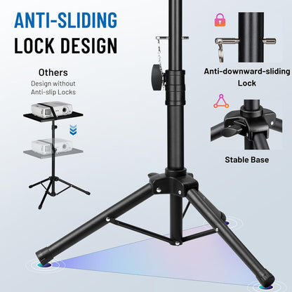 CAHAYA Projector Tripod Stand Adjustable: Height 29 to 65in Projector with Casters Universal Laptop Stand Portable Multifunctional DJ Rack Stand for Outdoor Movies Computer Book DJ Equipment CY0332