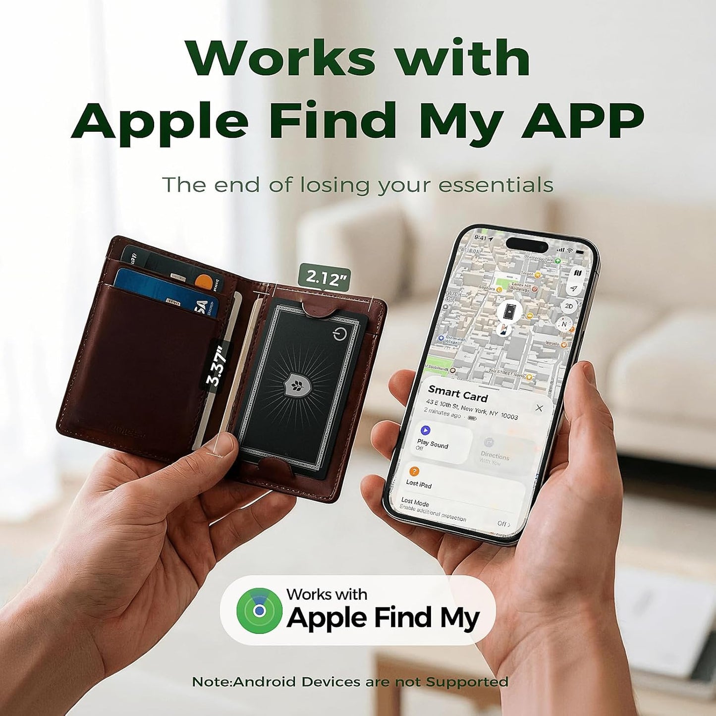 Wallet Tracker Card for Apple Find My (iOS Only, Apple MFi Certified) -Ultra Slim Rechargeable Bluetooth GPS Tracker,5-10 Years Staying Power,Item Locator for Wallet,Key Finder,Bags,Luggage(1-Pack)