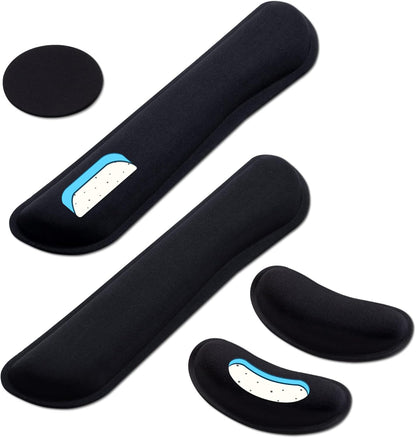 Leolee Elbow Rest Pads for Desk, Black Ergonomic Arm Rest Pads with Memory Foam & Non-Slip Base, Armrest Cushion Support Pad Relieve Elbow and Wrist Pain for Computer, Office, 2 Packs
