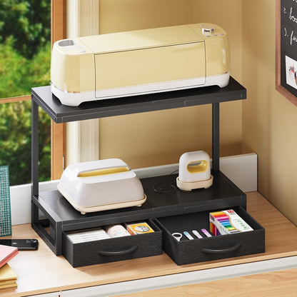 VENNQD Stand Compatible with Cricut Maker and Cricut Explore Air Series Stand Legs for 2 Cricut Machines Fully Open 2 Tier Desktop Craft Accessories Storage Organizer (White)